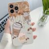 Funda para iPhone cremita con diseño coffee ER38