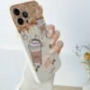 Funda para iPhone cremita con diseño coffee ER38 - Image 2