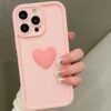 Funda para iPhone 3D rosa bebe corazón ER11